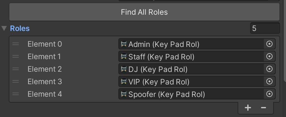 Lista de Roles de KeyPad